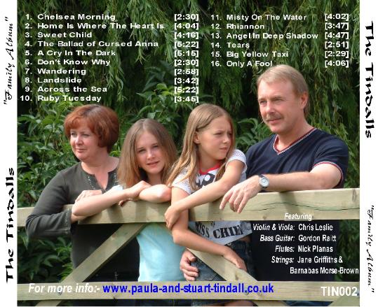 The Tindalls Family Album CD Back cover image with track listing
